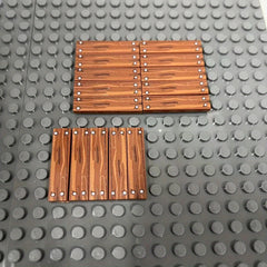 15pcs Wood Grain Building Block Accessories Deep Brown Decorations
