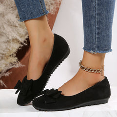 Women's Closed Toe Bow Decor Ballet Flats