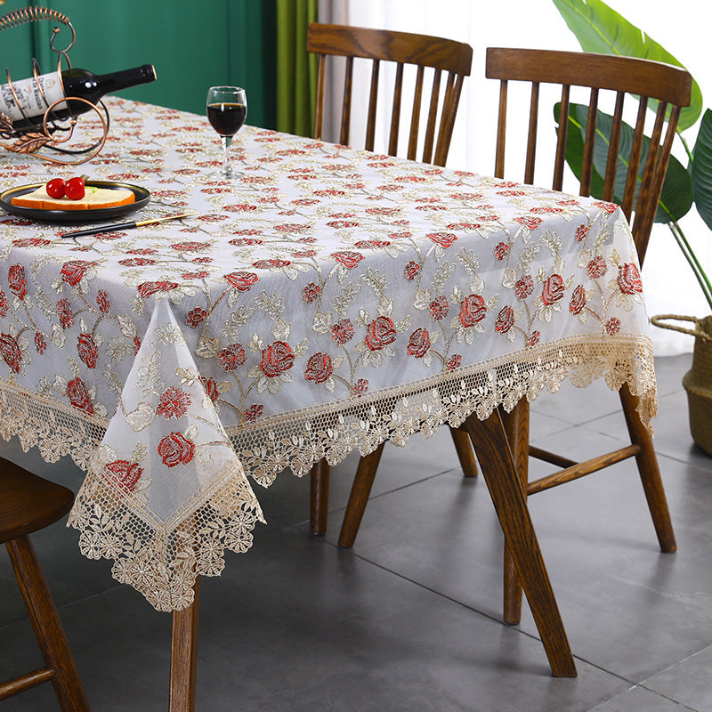 Lace Embroidery Table Cloth for Home Weddings and Parties