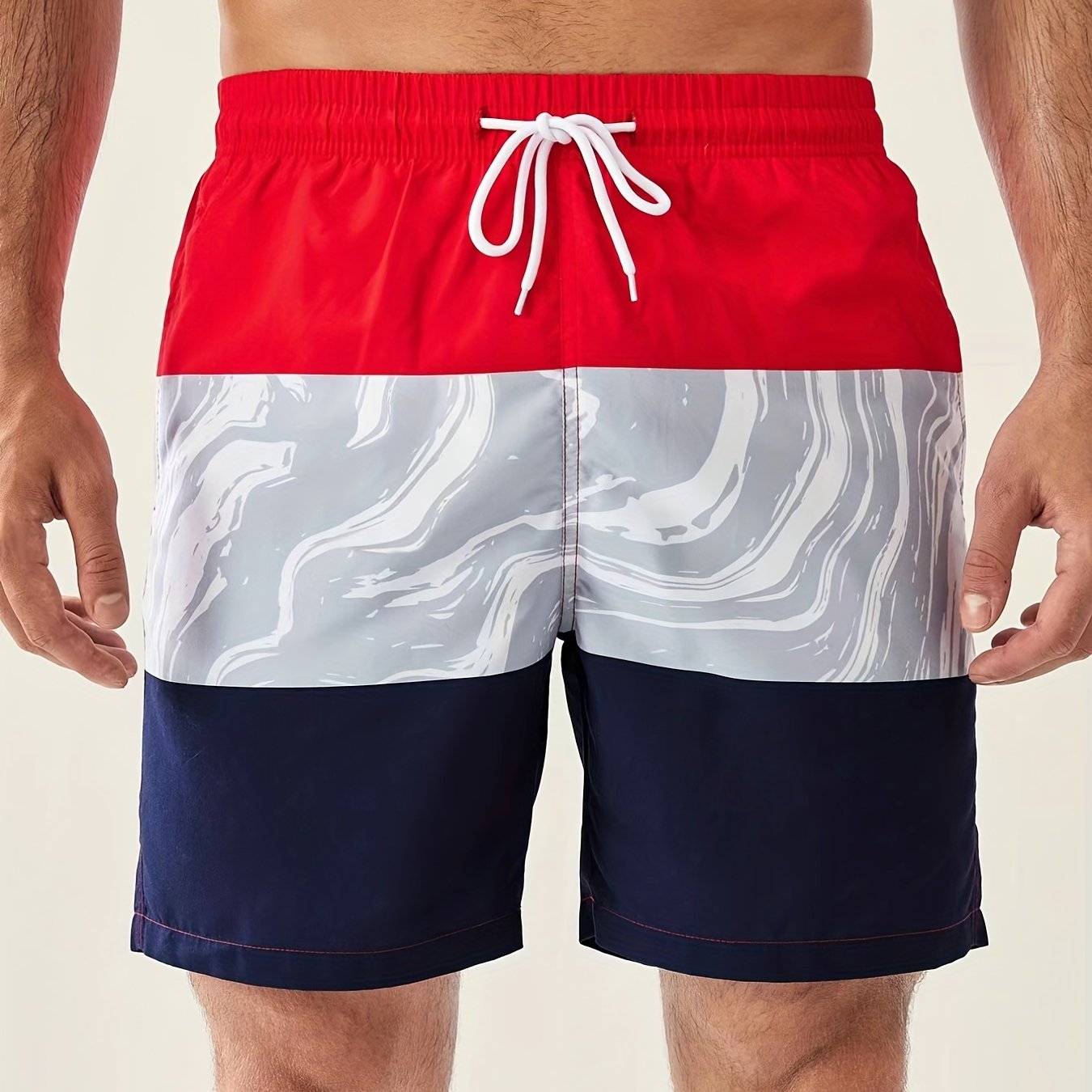 Men's Block Swim Trunks Mesh Lining Swim Shorts