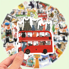 50 Pack Cartoon Cat Vinyl Stickers Decals Laptop Phone Water Bottle