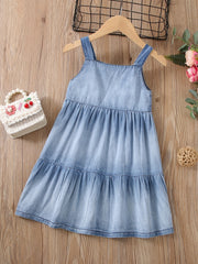 Toddler Baby Girl Cotton Dress Sleeveless Ruffle Suspender Dresses