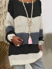 Colorblock Lantern Sleeve Sweater
