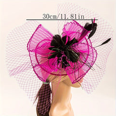 Vintage Tulle Small Wedding Veil Hair Accessories Head Flower Feather Hat Party