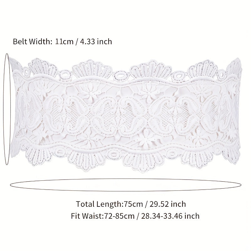 Lace Elastic Belt Women Decor Skirt Shirt Stretch Wide Waist Buckle Waist Belt