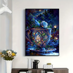5D Diamond Painting Set Tea Cup House for Beginners Adults Living Room Decor