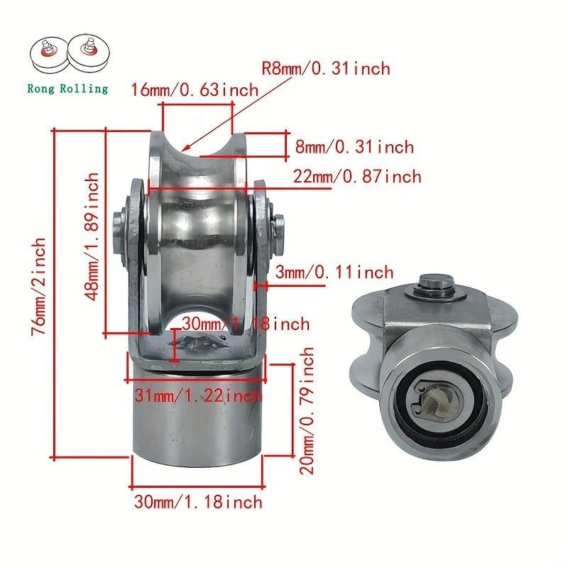 2pcs 304 Stainless Steel Sliding Gate Roller U Groove 16mm Universal Wheel