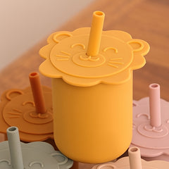 Cartoon Lion Straw Cup for Kids, Baby Water Cup