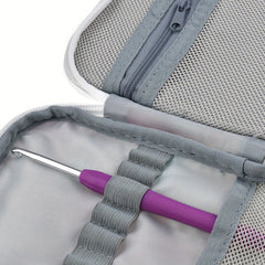 Double Layer Crochet Storage Bag Hand Knitting Organizer Zipper Mesh Pocket