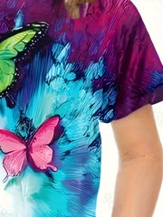 3D Butterfly Print Short Sleeve T-shirt for Boys and Girls