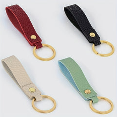 Pebbled Leather Bag Key Chain Keyring for Men
