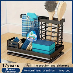 Metal Sink Caddy Kitchen Organizer with Drain Tray