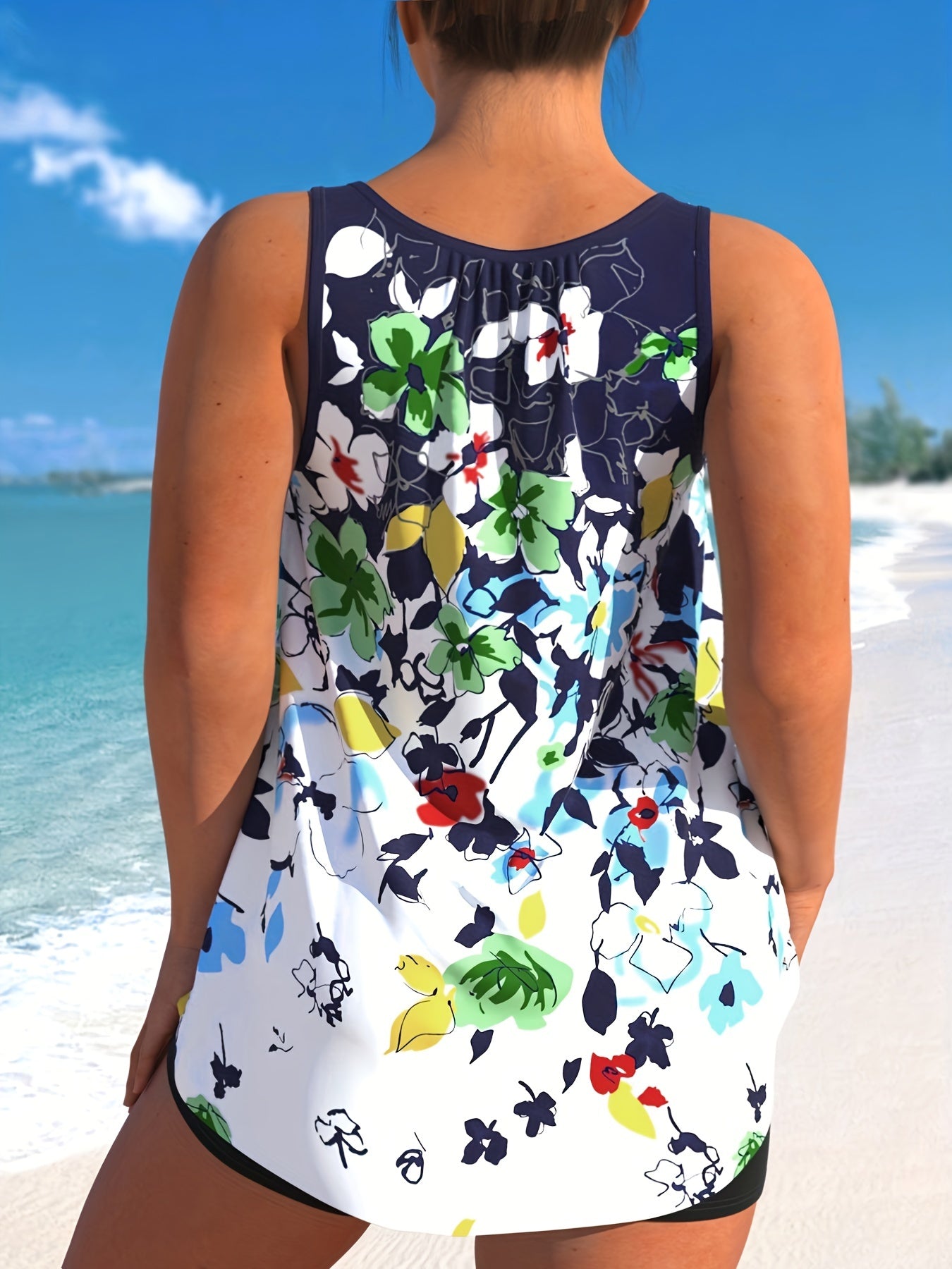 Floral Print Tankini Set with Shorts