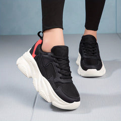 Mesh Sneakers Lace Up Platform Running Shoes for Women