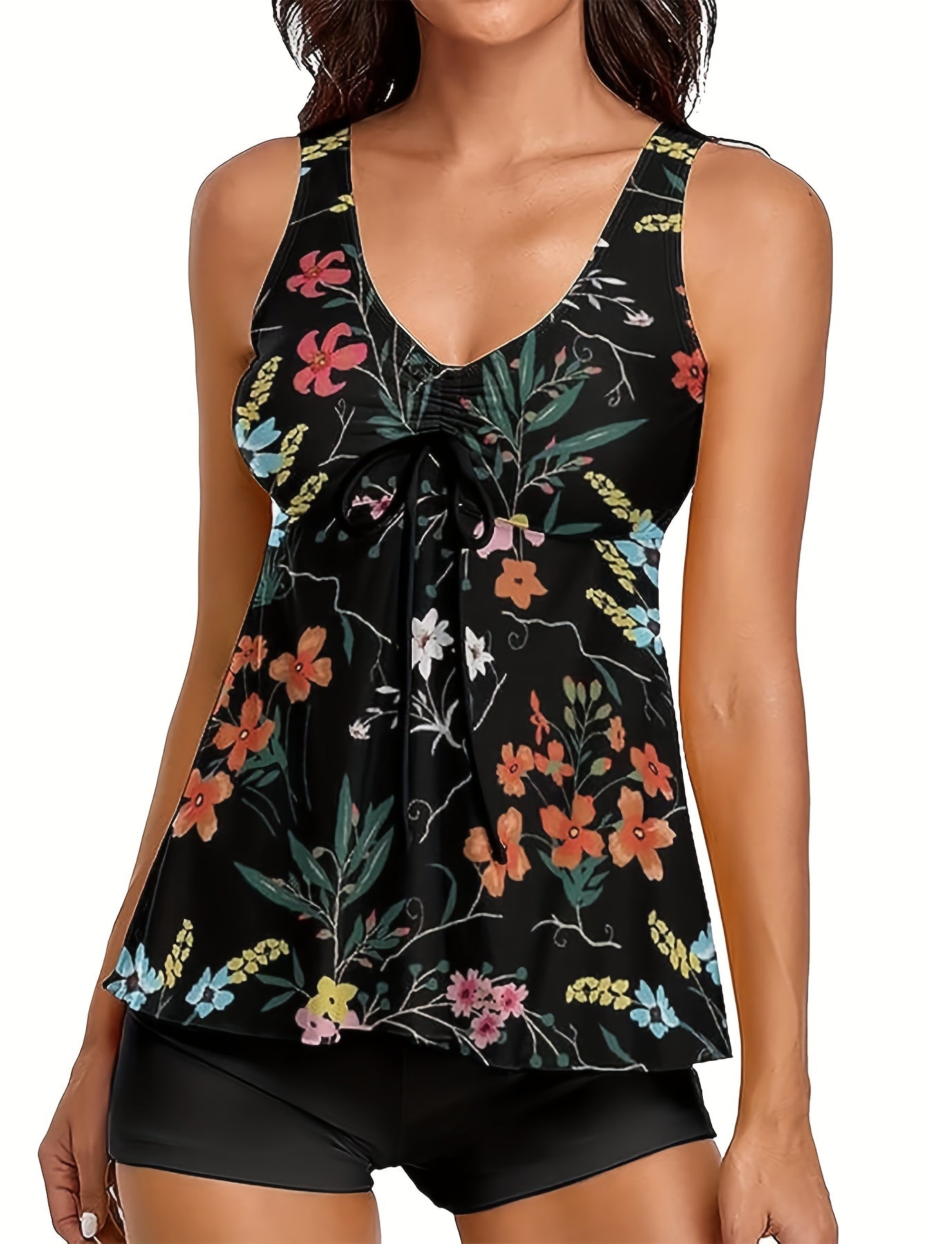 Women's Plus Floral Tankini Set & Boyshorts Swimsuit