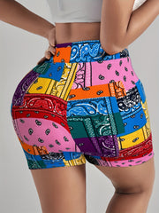 Boho Patchwork Paisley Print Shorts