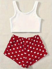 Fuzzy Fleece Pajama Set with Polka Dot Shorts