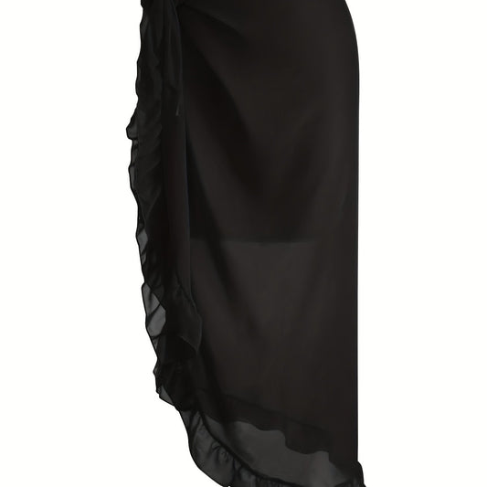 Ruffle Trim Knot Front Skirt Casual Beach Wear Skirt