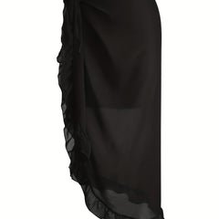 Ruffle Trim Knot Front Skirt Casual Beach Wear Skirt