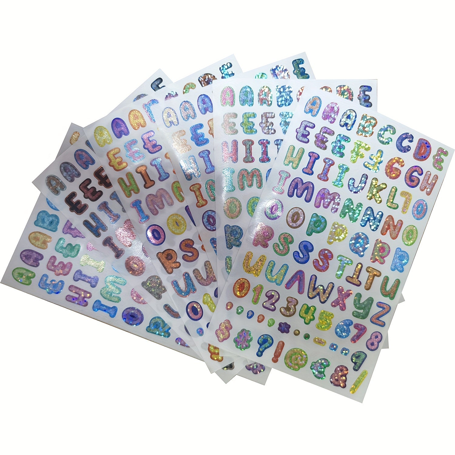 6pcs Laser Letter And Number Stickers - DIY Decoration