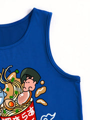 Noodles Print Crop Tank Top Sexy Summer Sleeveless Casual Top
