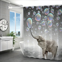 Funny Elephant Shower Curtain Waterproof Fabric Bath Curtain