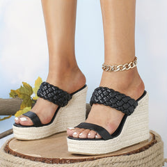 Women's Braided Strap Wedge Sandals