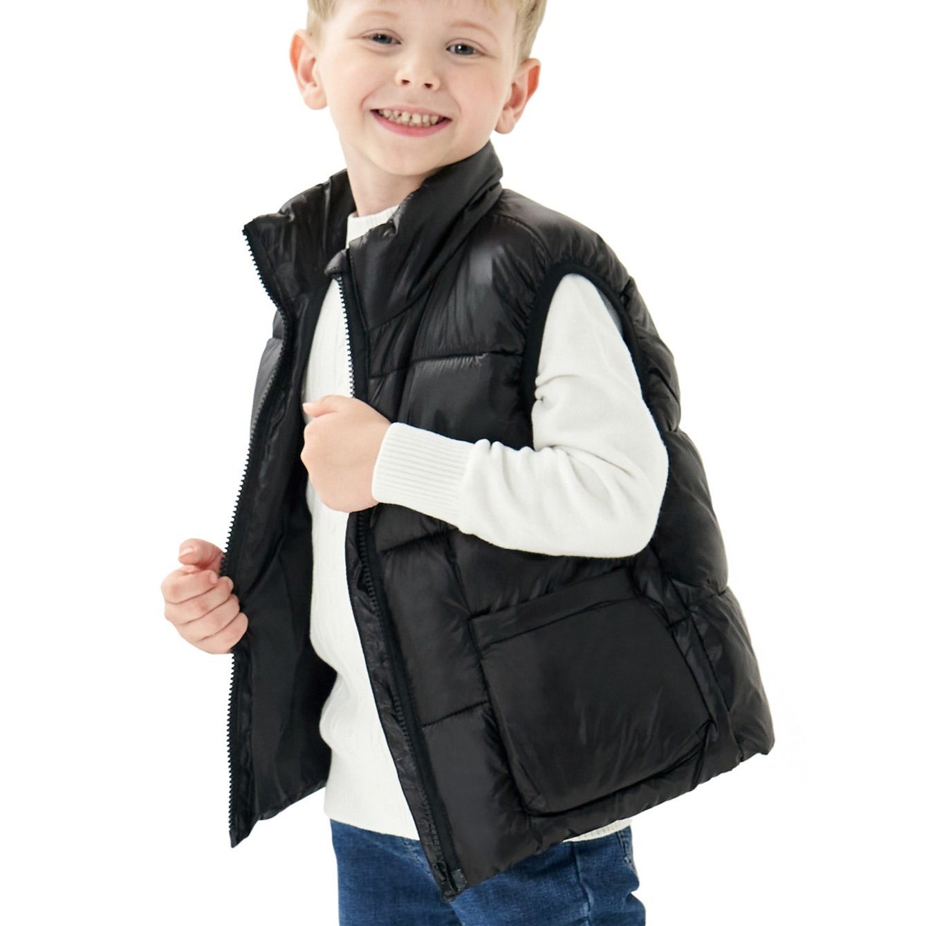 Kids Warm Zip Vest Sleeveless Jacket for Winter