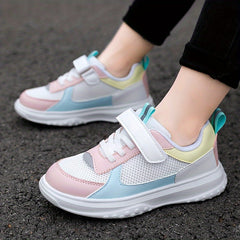 Girl's Colour Block Sneakers Soft Sole Shoes For Kids