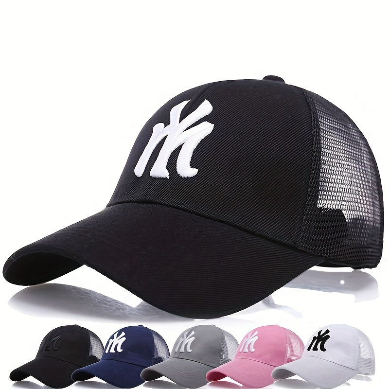 Mesh Baseball Cap Sun Hat Unisex Embroidered Letter
