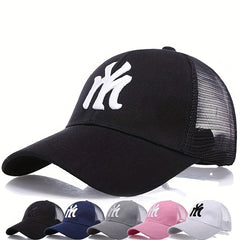 Mesh Baseball Cap Sun Hat Unisex Embroidered Letter