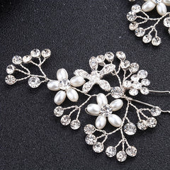 Faux Pearl Rhinestone Hairpin Alloy Hair Ornament Headgear