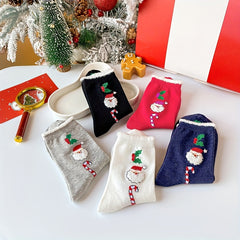 5 Pairs Christmas Print Socks Mid Tube Women's Stockings