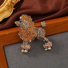 Pink Stone Poodle Brooch For Men
