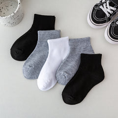 5 Boys Solid Cotton Socks