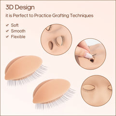 3 Pairs Silicone Eyelids for Mannequin Head with Lash Extension Training Pract