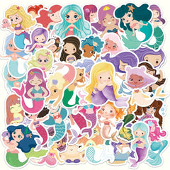 50 Mermaid Stickers For Girls - Mermaid Decals For Laptop Cups Water Bottles