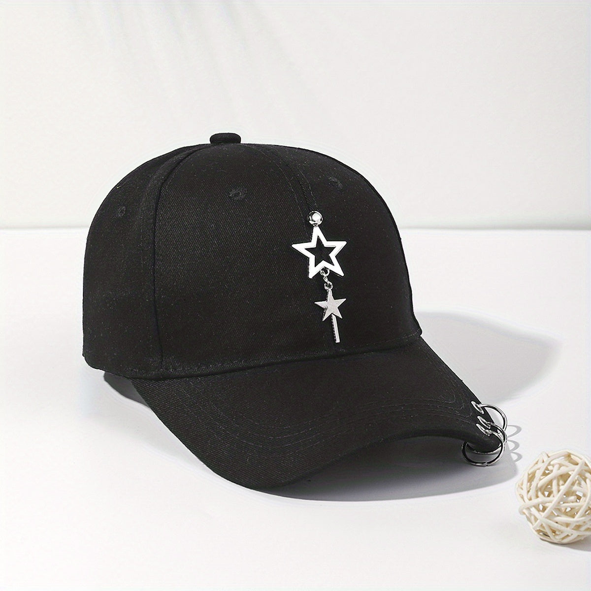 Pentagram Ring Rivet Baseball Cap Hip Hop Sun Hat Unisex Couple Dad Hats