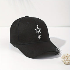 Pentagram Ring Rivet Baseball Cap Hip Hop Sun Hat Unisex Couple Dad Hats