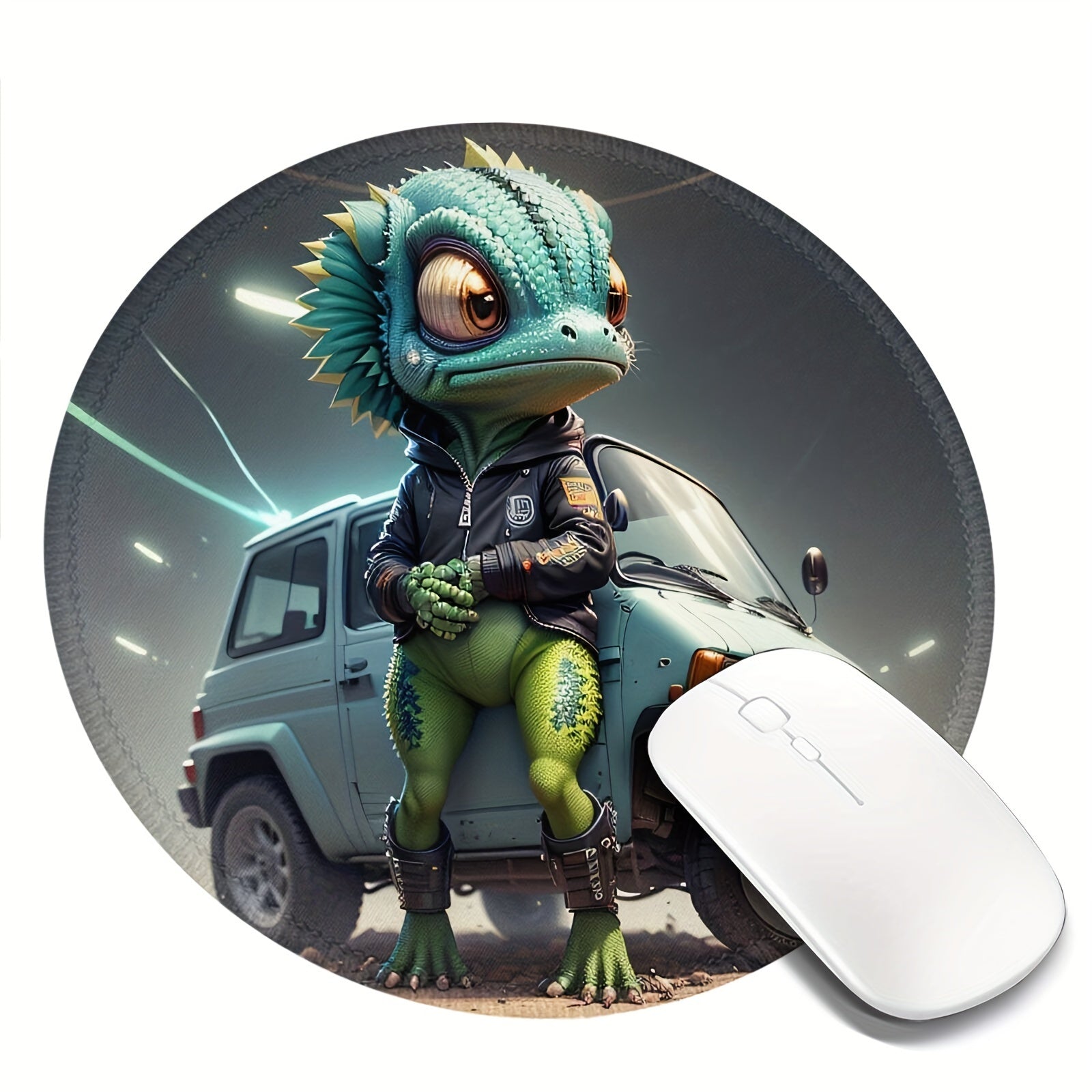 Chameleon Pattern Mouse Pad 20x20cm Non-slip Rubber Stitched Edge
