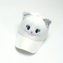 Girls Cat Sequin Eyes Baseball Cap Lightweight Sun Hat