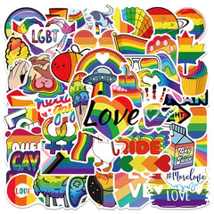 50Pcs Rainbow Waterproof Stickers For Water Bottle Laptop Scrapbook Lugg