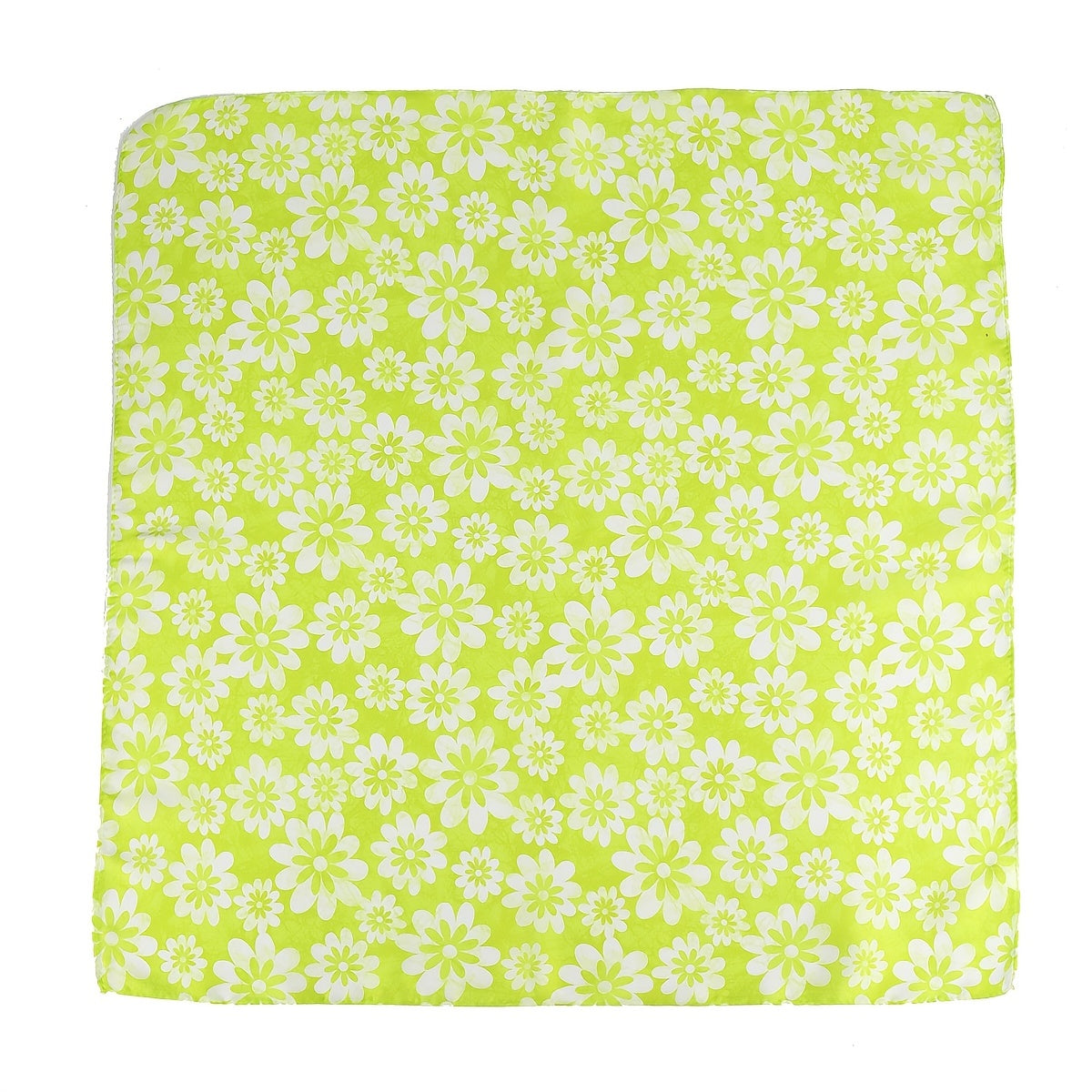 Green Silk Square Flower Print Scarf Head Band