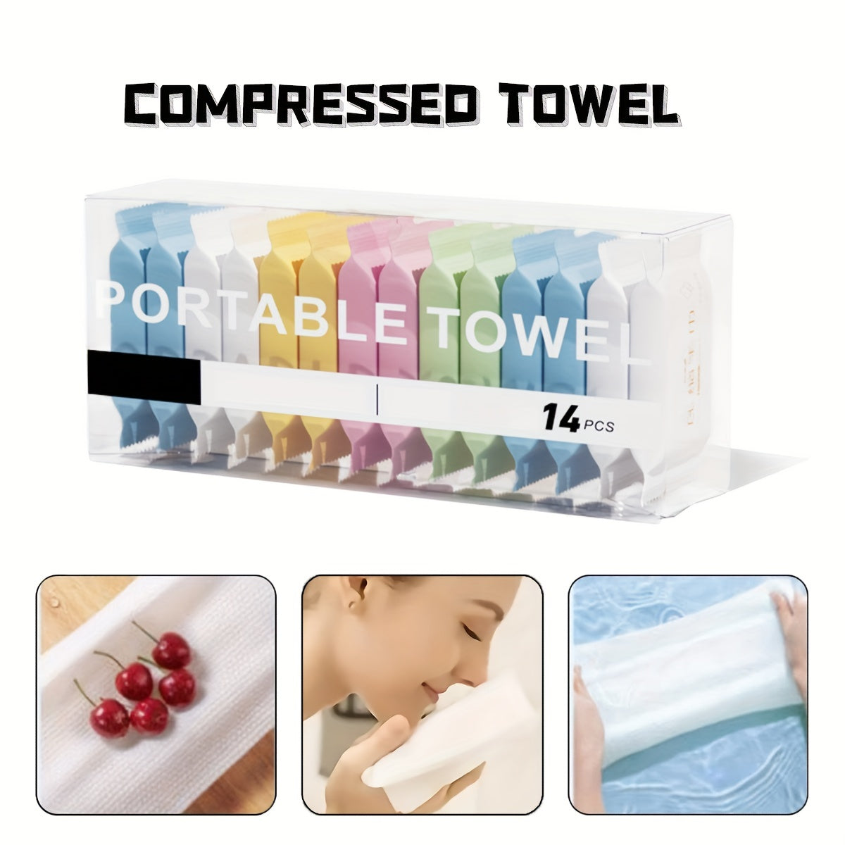 14pcs Compressed Cleansing Towel for Travel & Camping