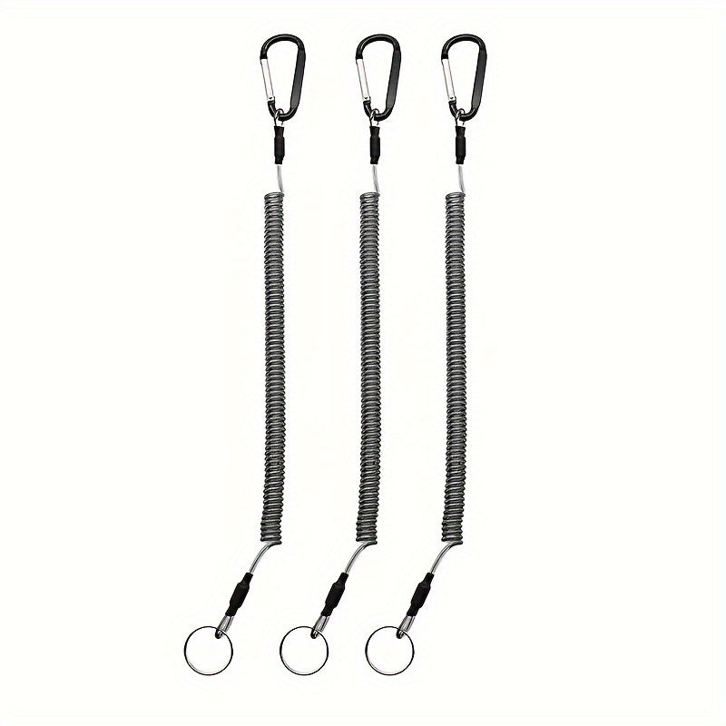 6pcs Fishing Tools Lanyard Retractable Safety Ropes Wire Coiled Lanyard