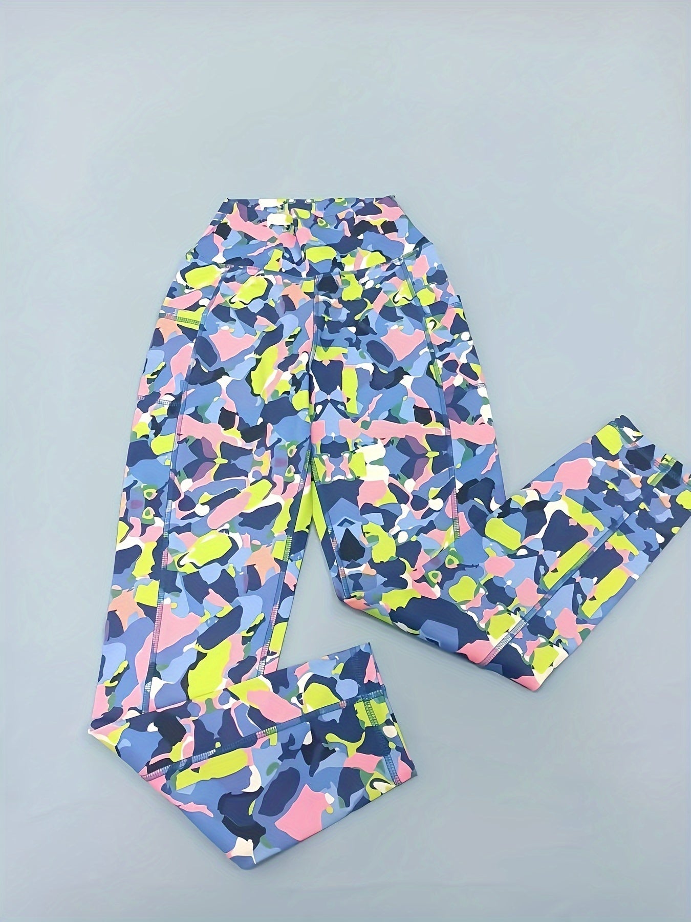 Colorful Tummy Control Fitness Pants With Pocket High Waist Sports Leggings