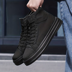 Men's High Top Lace Up Canvas Shoes Comfy Non Slip Casual Flats