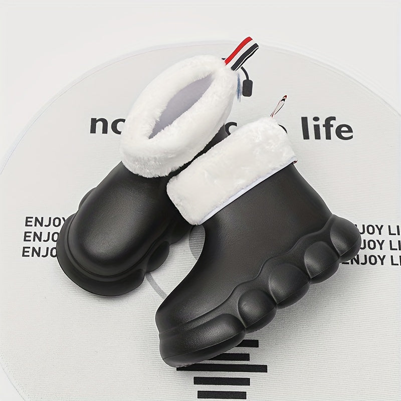 Women's Lightweight Rain Boots Short Tube Winter Thickened Warm Rain Shoes