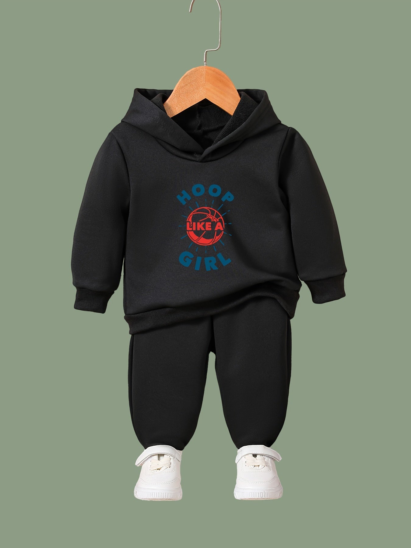 Hoop Girl Pattern Long Sleeve Hooded Sweatshirt Girls
