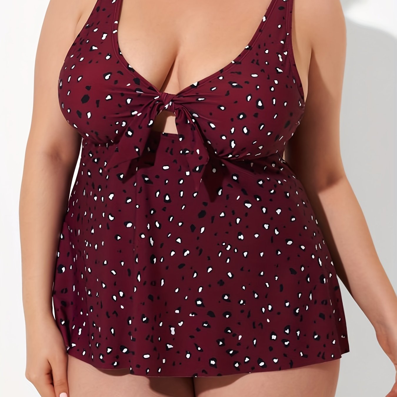 Graphic Print Knot Cut Out Swimsuit Set